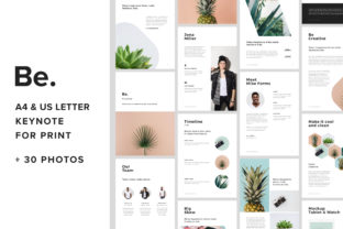 Vertical A4 US Letter Keynote Presentation Template with 30 Free Photos